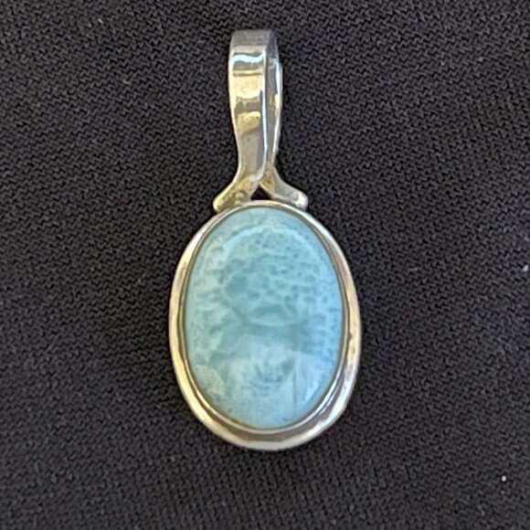 Genuine Larimar & Sterling Silver Pendant on Italian Sterling Silver Chain - Picture 4 of 16